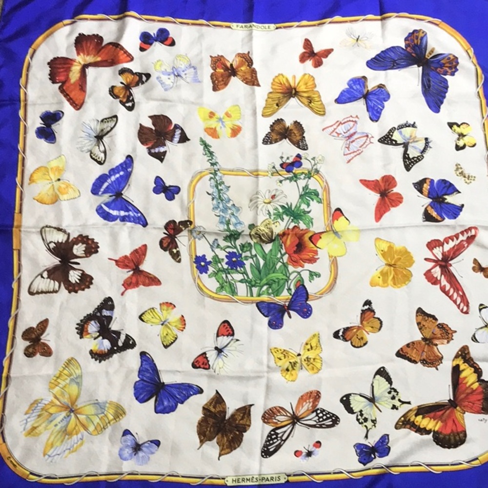 This is a Beautiful vintage Hermes Scarf multiple color Made in the 90s